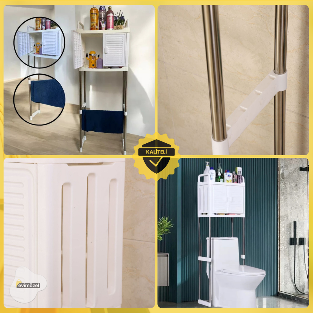 Tuvalet Üstü Düzenleyici ve Depolama Ünitesi – Banyo Raflı Dolap