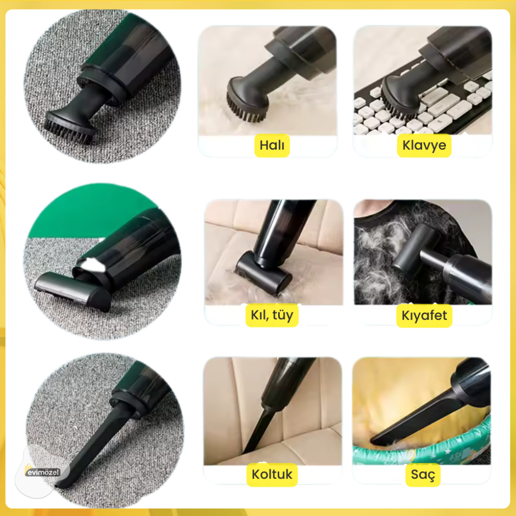 5 Başlıklı Araba/Detay Elektrikli El Süpürgesi (Şarjlı)
