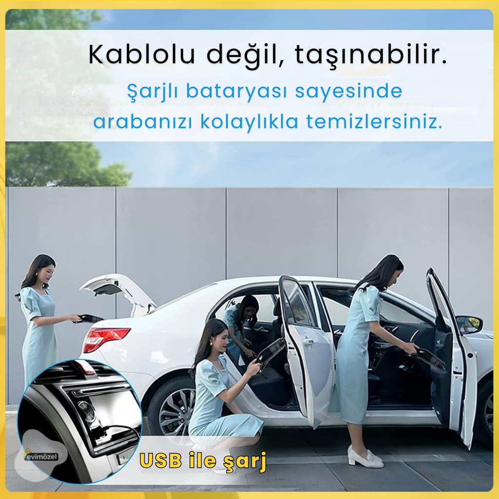 5 Başlıklı Araba/Detay Elektrikli El Süpürgesi (Şarjlı)