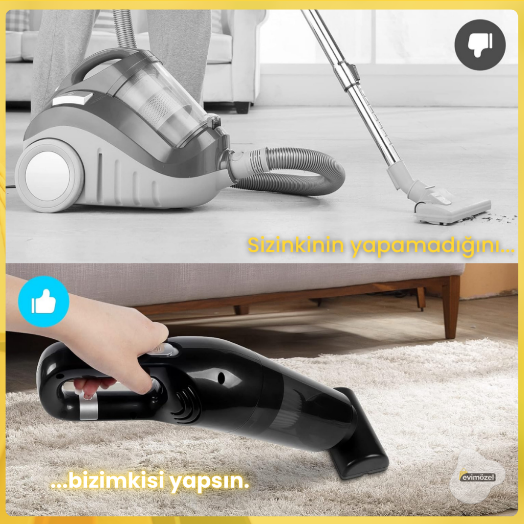 5 Başlıklı Araba/Detay Elektrikli El Süpürgesi (Şarjlı)