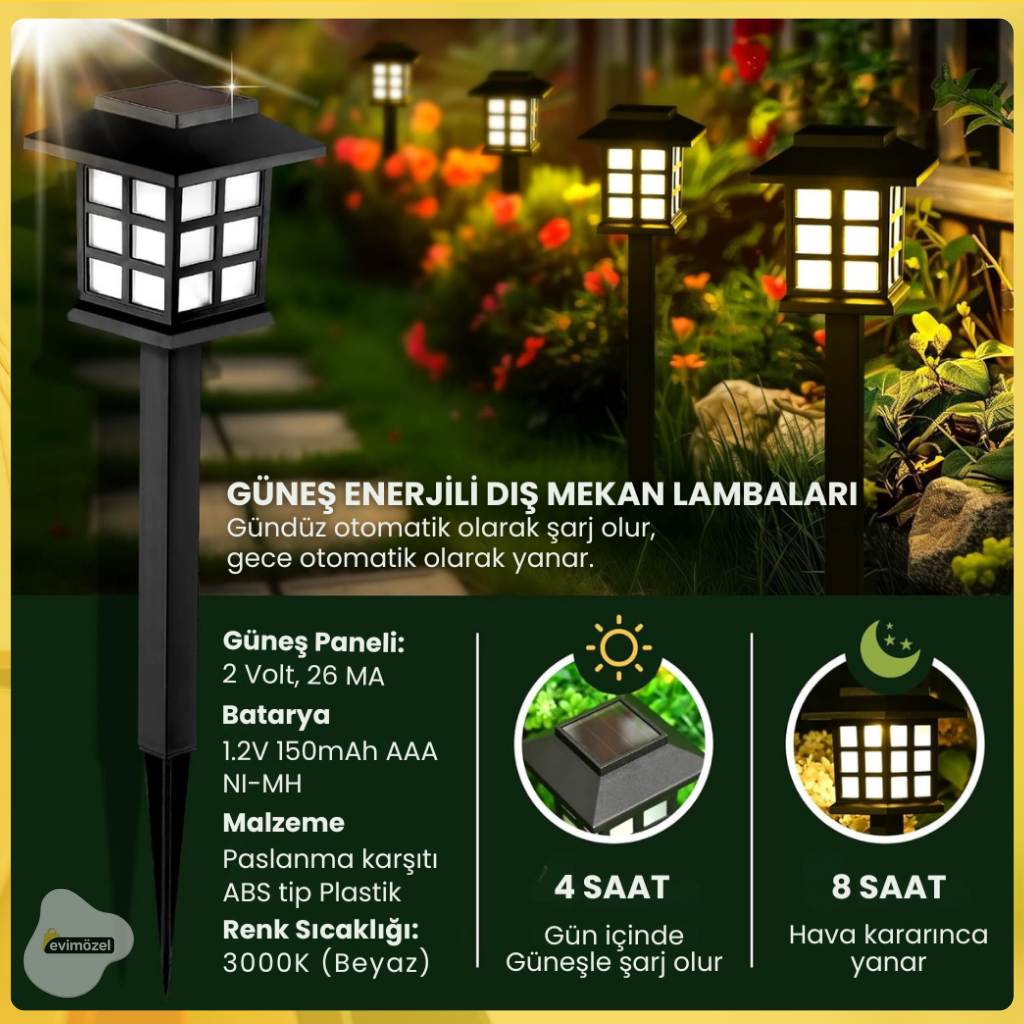 Güneş Enerjili Bahçe Lambası Seti (6 Adet)