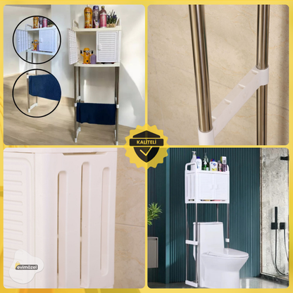 Tuvalet Üstü Düzenleyici ve Depolama Ünitesi – Banyo Raflı Dolap